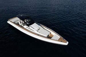 Technohull Omega 47 2024 Technohull Omega 47 luxury speedboat on open water.