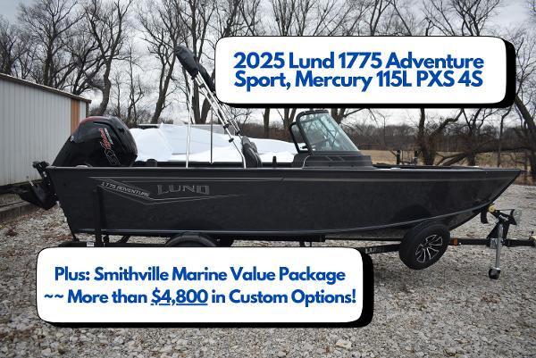 Lund 1775 Adventure Sport 2025 Lund 1775 Adventure Sport boat with Mercury 115L PXS 4S engine, custom options included.