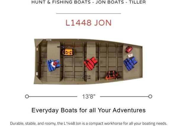 Lowe L1448 Jon Lowe L1448 Jon boat, 2025 model, 13'8" length, ideal for hunting and fishing adventures.