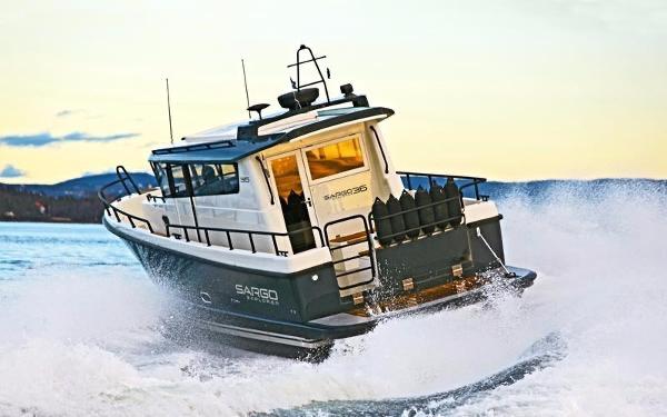 Sargo 36 Explorer 2025 Sargo Explorer boat navigating through waves at sea.