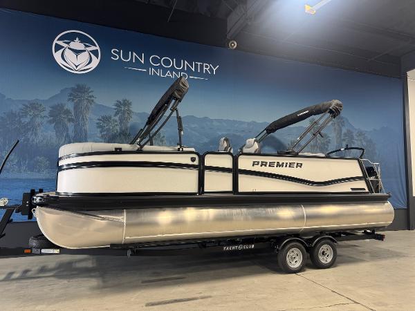 Premier 230 Solaris RL 2025 Premier 230 Solaris RL pontoon boat displayed at Sun Country Inland showroom.