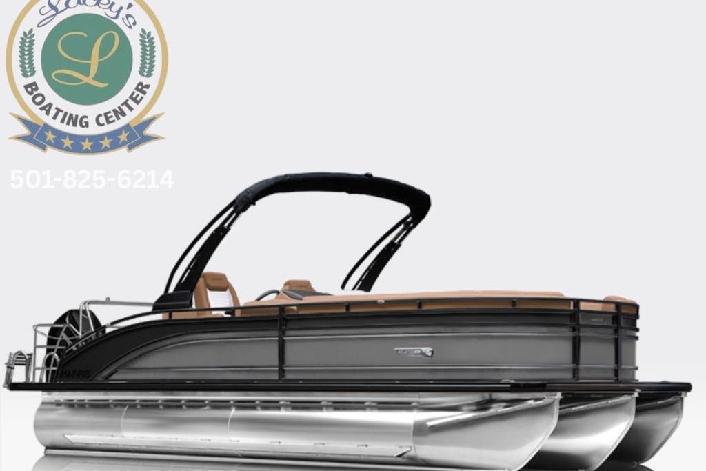 Harris Solstice 250 2026 Harris Solstice 250 pontoon boat with sleek design at Lacey's Boating Center.