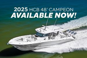 HCB 48 Campeon 2025 HCB 48 Campeon luxury boat cruising on water, available now.