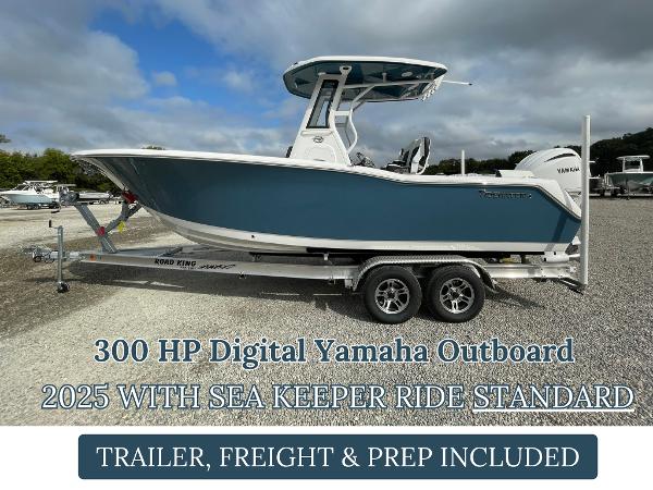 Tidewater 232 SS Tidewater 232 SS boat, 2025 model, with 300 HP Yamaha outboard, on trailer.