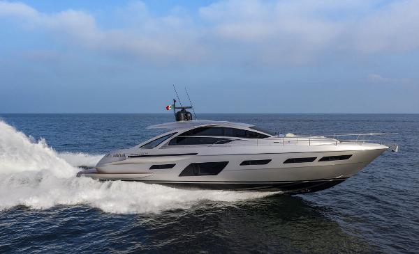Pershing 7X 2024 Pershing 7X yacht cruising on open water, showcasing sleek design and luxury.