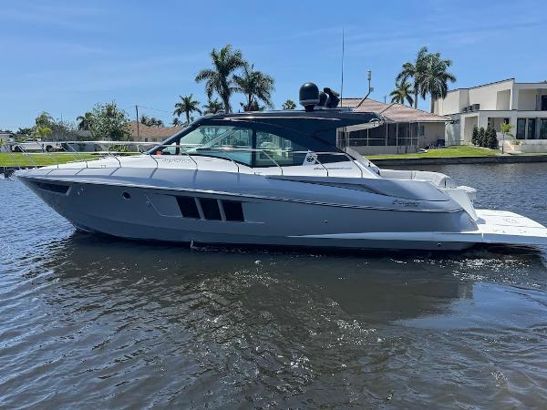 Cruisers Yachts 45 Cantius Black Diamond 2014 Cruisers Yachts 45 Cantius Black Diamond on water, sleek design, sunny day.