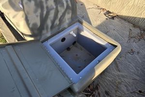 Tracker Grizzly 1648 MVX Jon Open storage compartment in 2017 Tracker Grizzly 1648 MVX Jon boat.