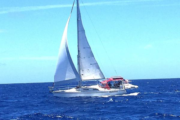 Gib'Sea 37 Sailing yacht Gib'Sea 37 from 1989 navigating open blue ocean waters.