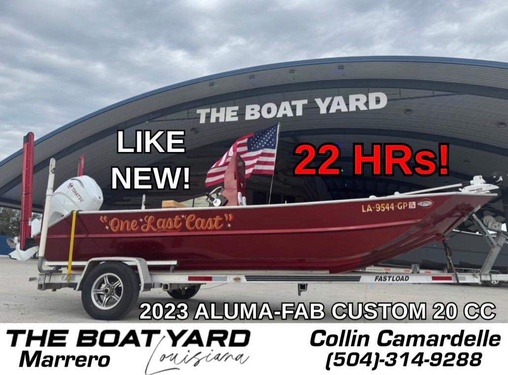 Custom Alumafab 20 CC 2023 Alumafab 20 CC boat, red, "One Last Cast," 22 hours, at The Boat Yard, Marrero.