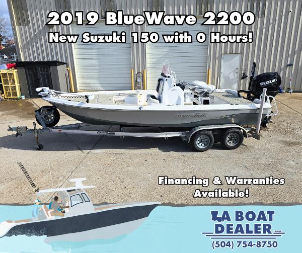 Blue Wave 2200 PureBay 2019 Blue Wave 2200 PureBay boat with new Suzuki 150 engine, available at LA Boat Dealer.
