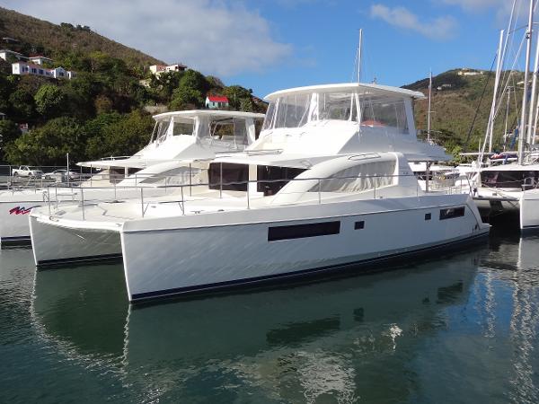 Leopard 51 Powercat 2017 Leopard 51 Powercat yacht docked in a marina.