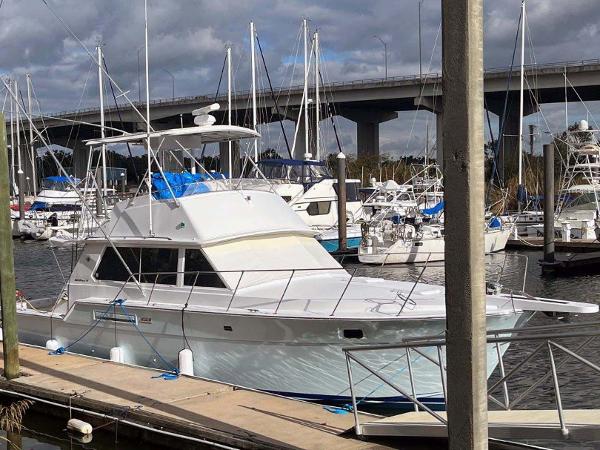 Bertram 42 Convertible Starboard Side at Dock