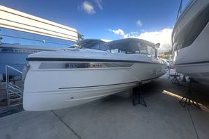 Saxdor 340 GTWA Saxdor 340 GTWA 2026 on outdoor boat stand.