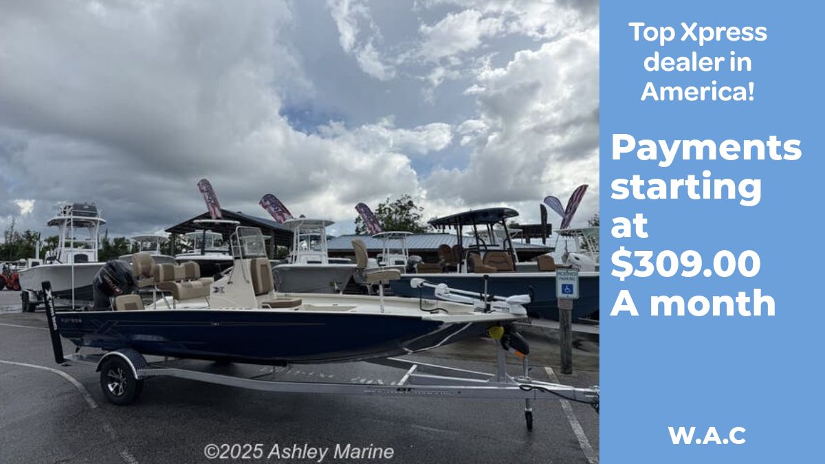 Xpress H20B Bay 2026 Xpress H20B Bay boat on trailer, available for $309/month.