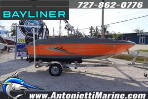 Bayliner Element E16 2020 Bayliner Element E16 boat in orange on trailer at Antonietti Marine dealership.