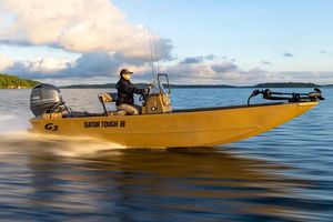 G3 Gator Tough 18 CCT Manufacturer Provided Image: 2026 G3 Gator Tough 18 CCT boat speeding on a lake under a cloudy sky.