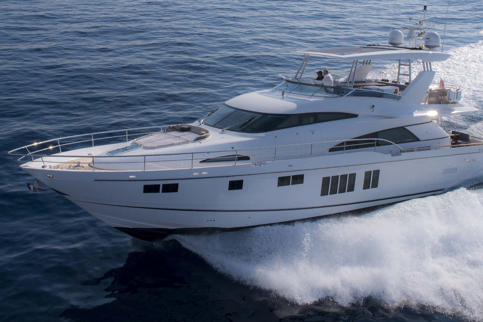 Fairline Squadron 78 2015 Fairline Squadron 78 yacht cruising on open water.