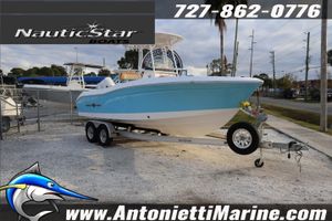 NauticStar 222 Offshore 2026 NauticStar 222 Offshore boat on trailer at Antonietti Marine dealership.