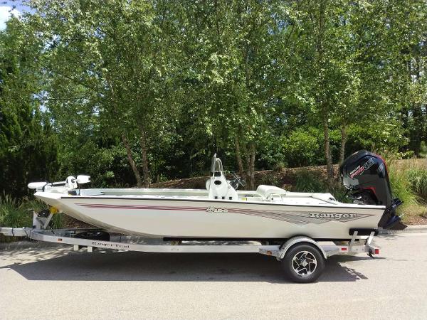 Ranger RB190 2024 Ranger RB190 boat on a trailer, parked outdoors.