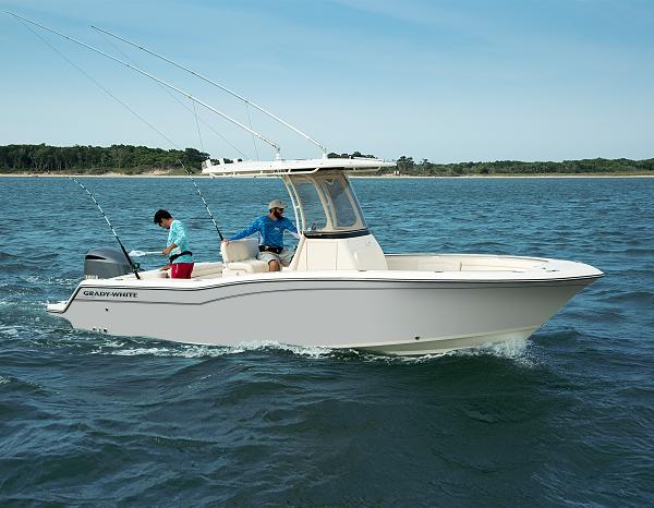 Grady-White 236 2024 Grady-White 236 boat cruising on open water with two people fishing.