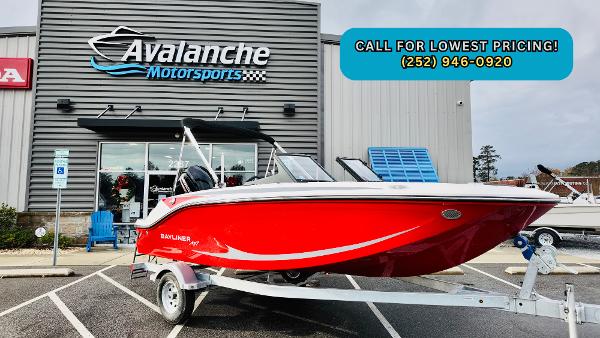 Bayliner 2025 Bayliner M17 2025 Bayliner M17 boat in red at Avalanche Motorsports dealership.