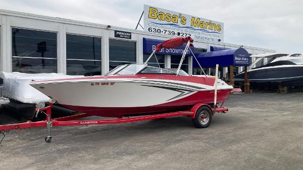 Glastron GT 205 2016 Glastron GT 205 boat on red trailer at Basa's Marine dealership.