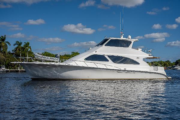 Ocean Yachts Odyssey 2003 Ocean Yachts Odyssey cruising on a sunny day with blue skies and calm waters.