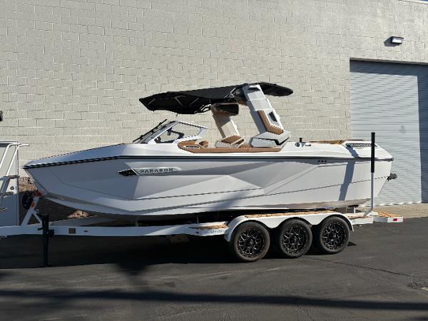 Nautique Super Air Nautique G23 Paragon 2025 Nautique Super Air Nautique G23 Paragon boat on trailer, side view.