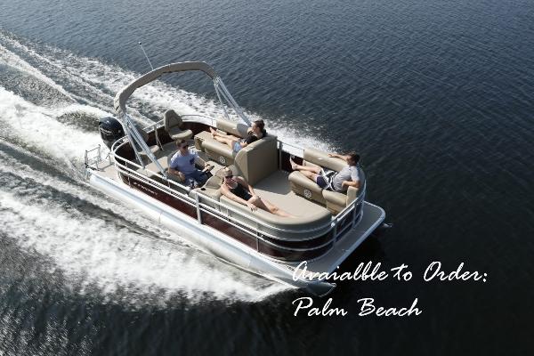 Starcraft LX 18 2024 Starcraft LX 18 pontoon boat cruising on water, available to order in Palm Beach.