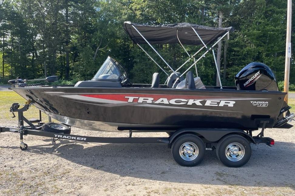 Tracker Targa V-18 WT 2026 Tracker Targa V-18 WT boat on trailer, parked outdoors.