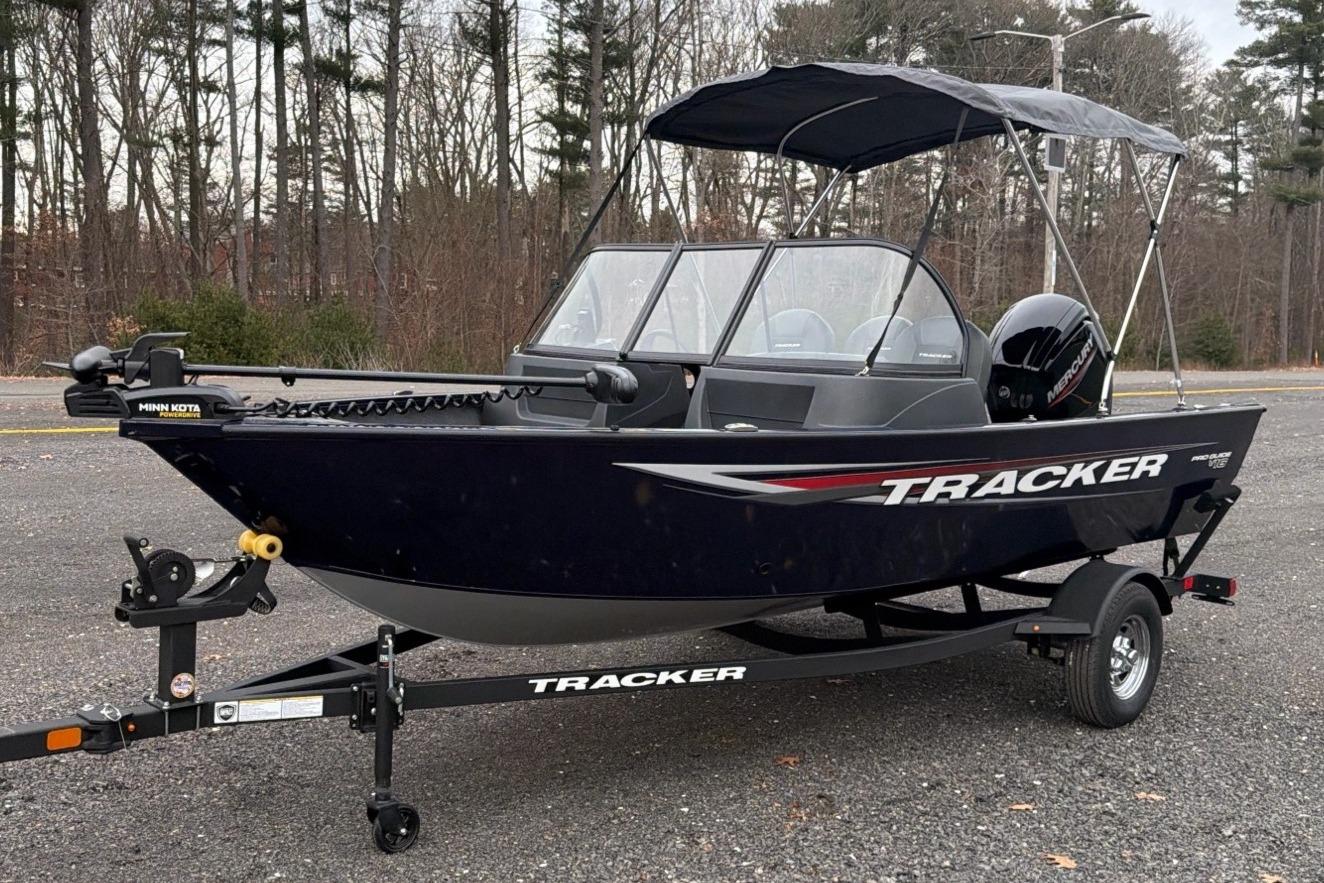 Tracker Pro Guide V-16 WT 2026 Tracker Pro Guide V-16 WT boat on trailer in outdoor setting.