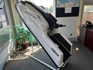Yamaha WaveRunner SuperJet 2025 Yamaha WaveRunner SuperJet displayed indoors on a stand.