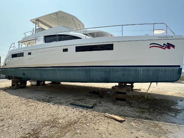 Leopard 51 Powercat 2018 Leopard 51 Powercat yacht on dry dock for maintenance.