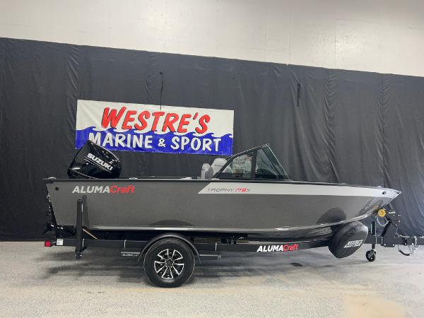 Alumacraft Trophy 175X Sport 2025 Alumacraft Trophy 175X Sport boat displayed at Westre's Marine & Sport.
