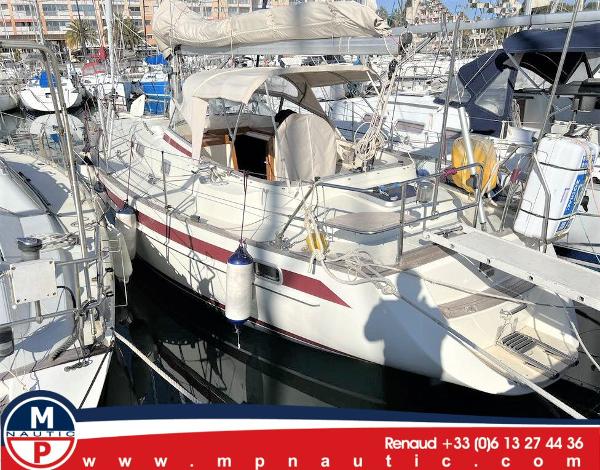Najad 361 Sailboat Najad 361, 1995 model, docked in a marina with protective canopy.