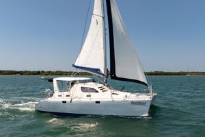 Leopard 38 Sailing catamaran Leopard 38, 2000 model, cruising on open water.