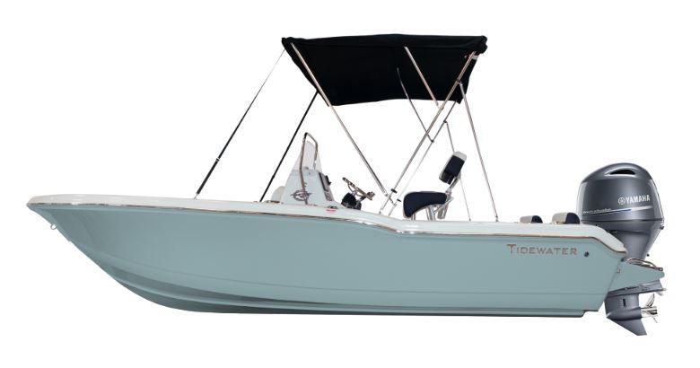 Tidewater 180 CC Adventure 2026 Tidewater 180 CC Adventure boat with Yamaha outboard motor and canopy.