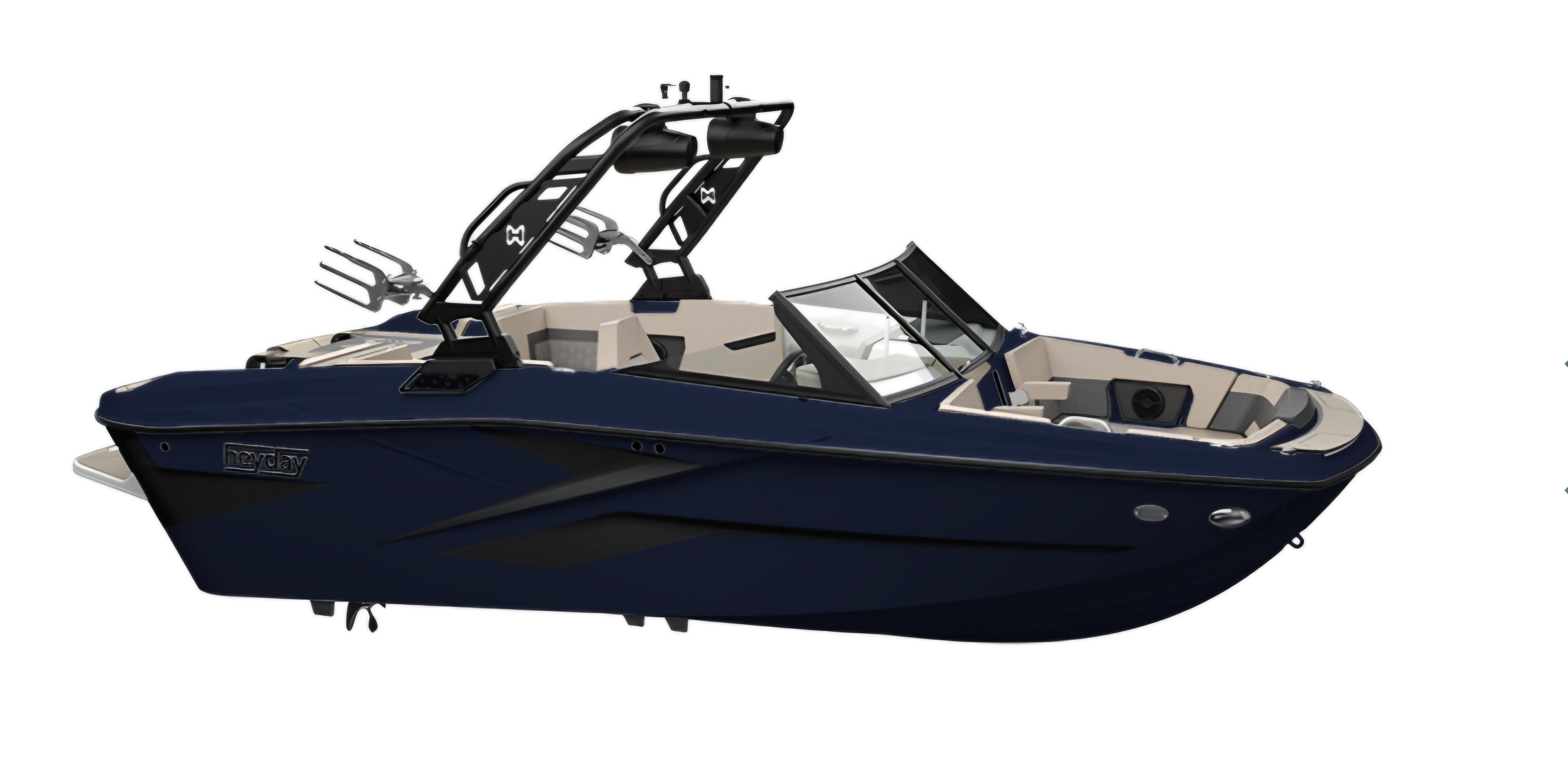 HEYDAY WAKE BOATS H20 2023 HEYDAY WAKE BOATS H20, sleek design, black exterior, modern wakeboard tower.