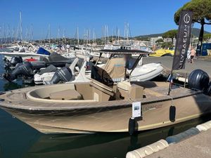 Lilybaeum Levanzo 25 2023 Lilybaeum Levanzo 25 boat docked at marina with clear blue sky.