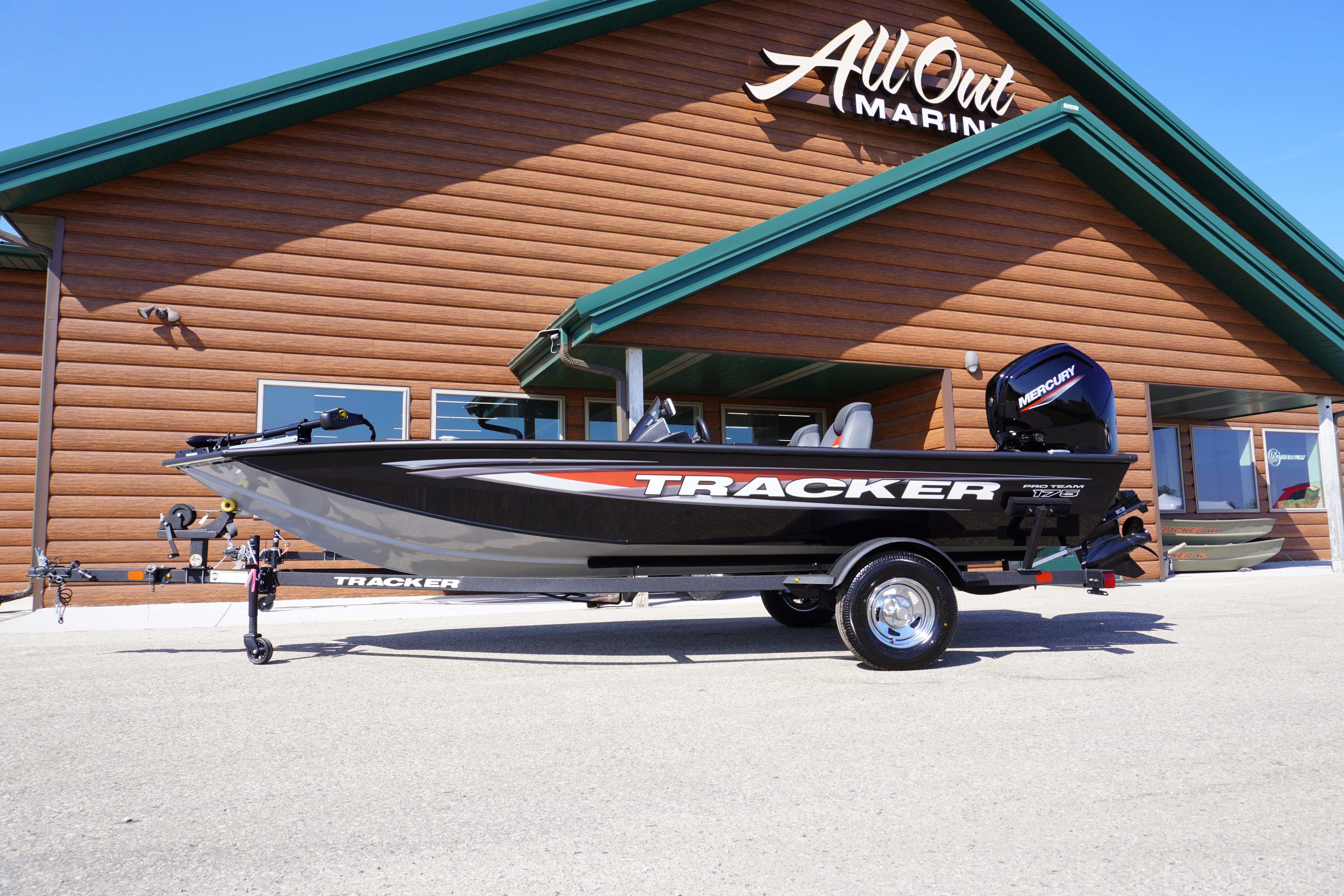 Tracker Pro Team 175 2025 Tracker Pro Team 175 boat displayed at All Out Marine dealership.