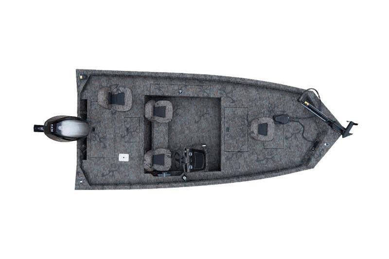 Xpress XP185 Catfish 2025 Xpress XP185 Catfish boat, top view, showcasing seating and motor layout.