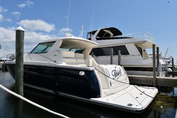 Tiara Yachts 4700 Sovran 2007 Tiara Yachts 4700 Sovran docked at marina on a sunny day.