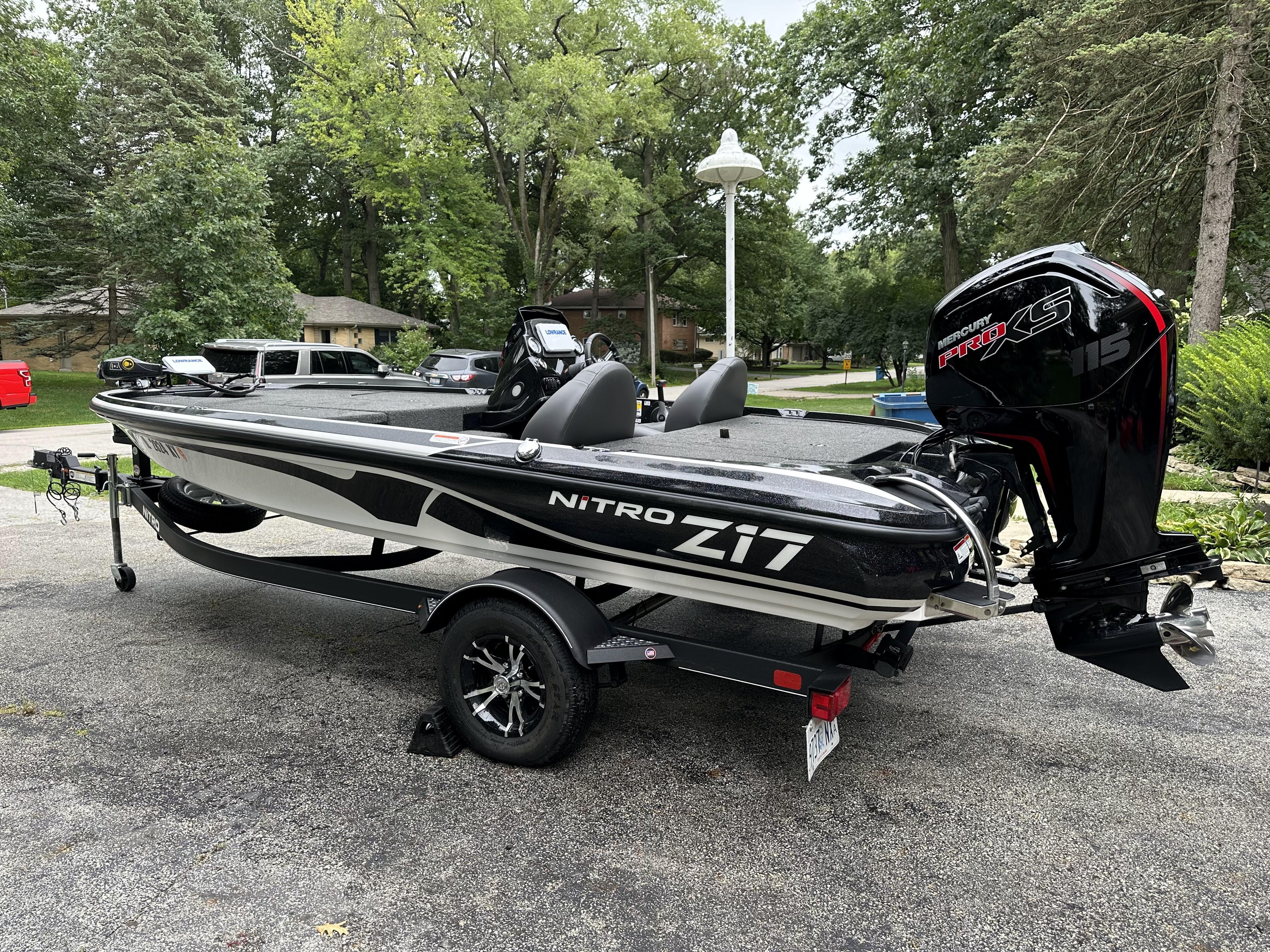 Nitro Z17 2018 Nitro Z17 boat with Mercury Pro XS engine, parked outdoors.