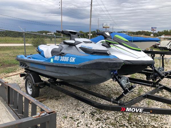 Sea-Doo GTX 155 2019 Sea-Doo GTX 155 jet ski on trailer, parked outdoors.