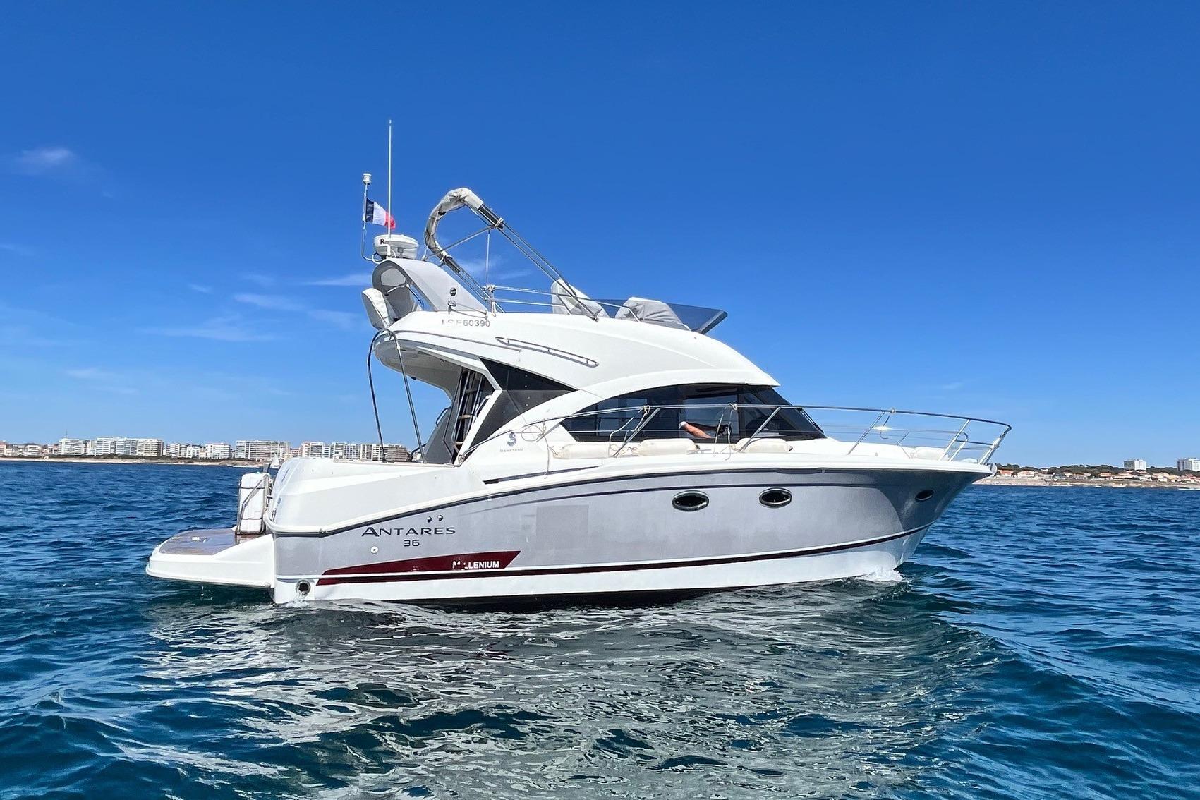 Beneteau Antares 36 2017 Beneteau Antares 36 yacht cruising on open water under clear blue skies.