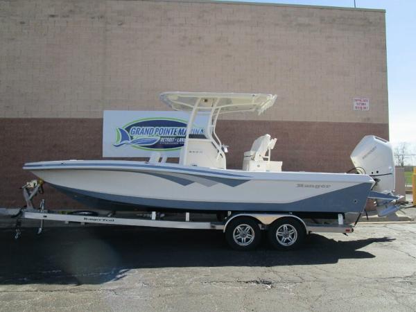 Ranger 2660 Bay 2024 Ranger 2660 Bay boat on trailer at Grand Pointe Marina.
