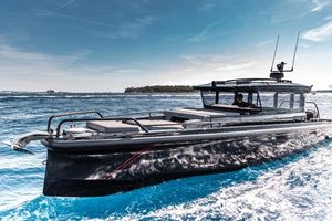 Axopar Brabus Shadow 900 XC Cross Cabin 2023 Axopar Brabus Shadow 900 XC Cross Cabin cruising on open water.