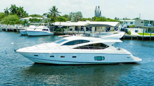 Sunseeker Manhattan 60 2009 Sunseeker 60 Manhattan yacht cruising on a serene waterway.