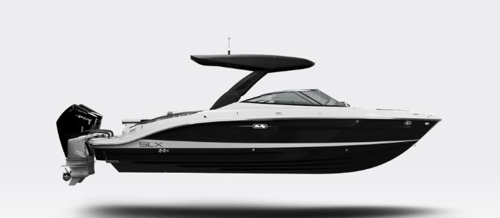 Sea Ray SLX 280 Outboard 2026 Sea Ray SLX 280 Outboard boat, sleek design, black and white color scheme.