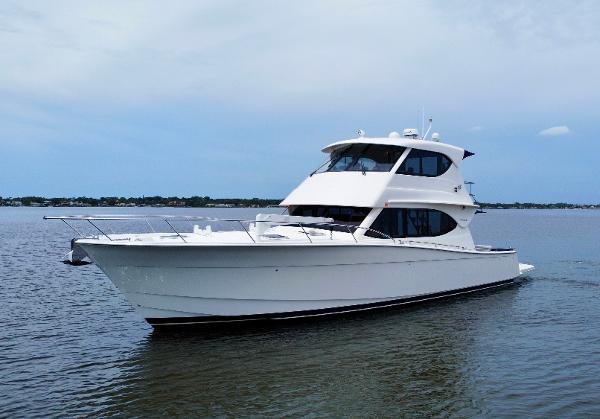 Maritimo Enclosed Fly Bridge 2007 Maritimo Enclosed Fly Bridge yacht cruising on calm waters.